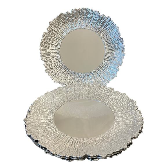 American Atelier Silver Sunbeam Charger Plates 13in Ruffled Rim Set of 4 New - Picture 2 of 15